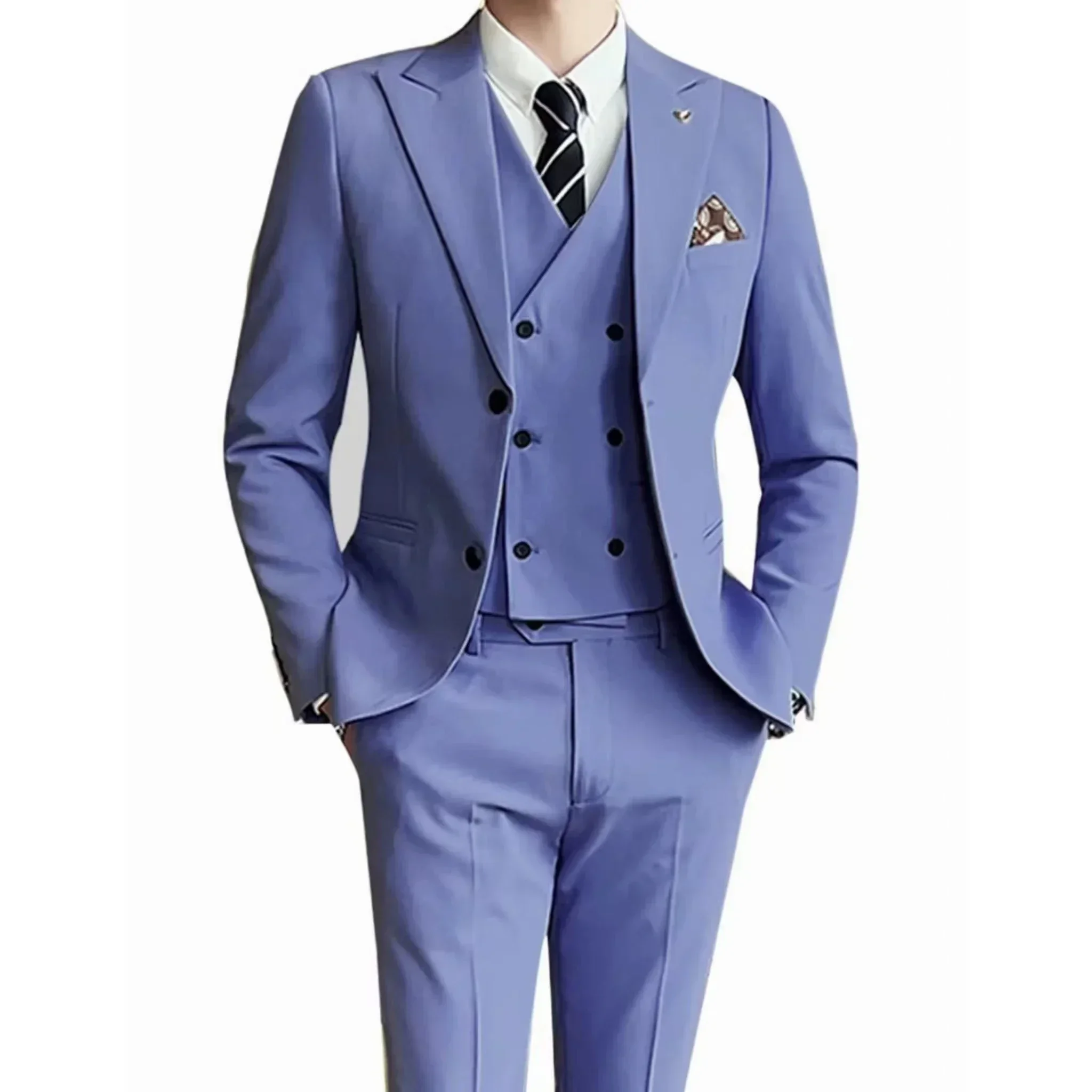 

Luxury 3-Piece Men's Slim Fit Suits Regular Fit Blazer Vest And Pants Set for Prom Business Tuxedo