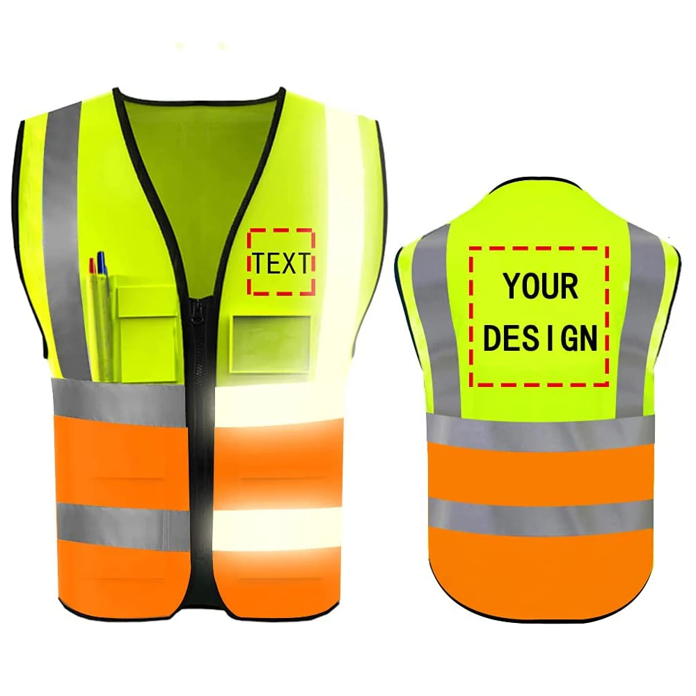 Nieuwe Custom Uw Tekst Logo Hoge Zichtbaarheid Veiligheid Reflecterende Vest Gepersonaliseerde Bouwverkeer Outdoor Veiligheid Fietskleding