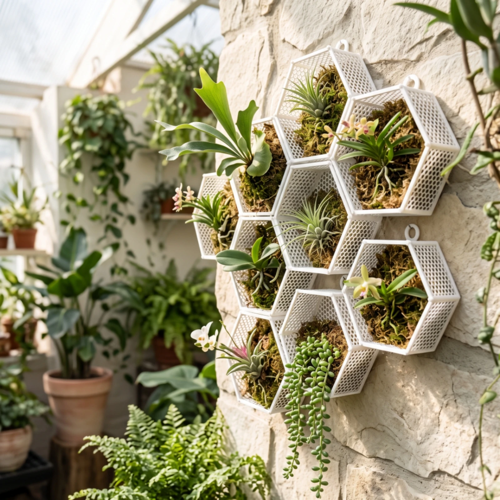 Planting Basket with Side Loop Perforated Hexagonal Planting Basket Breathable Space-Saving for Gardeners, Nursery