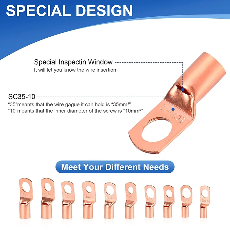 150 Stuks Terminal Connectors, Koperdraad Lugs, Gebruikt Op AWG12-10 8 6 4 2 Kabel, 64 Stuks Batterij Lugs Uiteinden, 86 Stuks Krimpkous