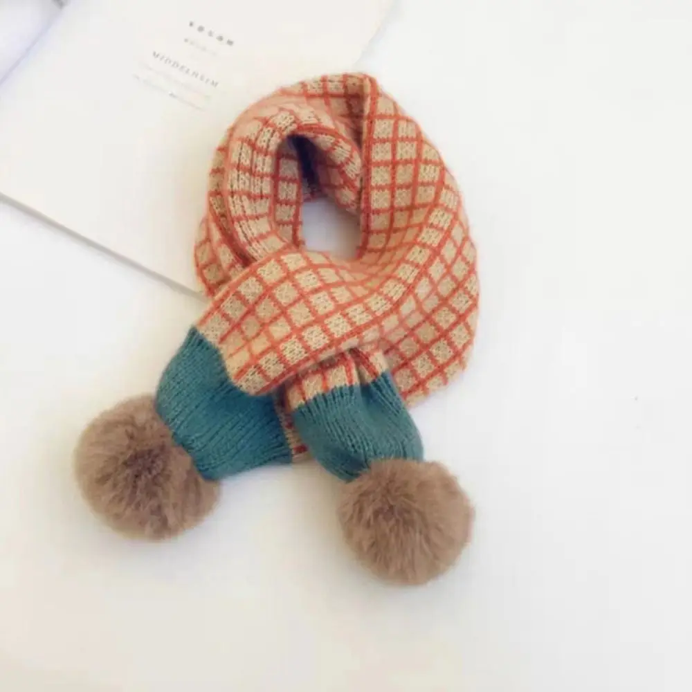 Bib Thermal Neck Warmer Windproof Thickening Boys Girls Knitting Scarf Snap Fastener Cartoon Cross Scarf Autumn Winter