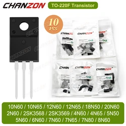 Transistor TO-220F à canal N Mosfet 600V, 20N60, 6N60, 7N65, 4N60, 10N60, 2N60, 8N60, 12N60, 18N50, 7N60, 5N60, 4N65, 12N65, 10N65, 5N50, 10 pièces