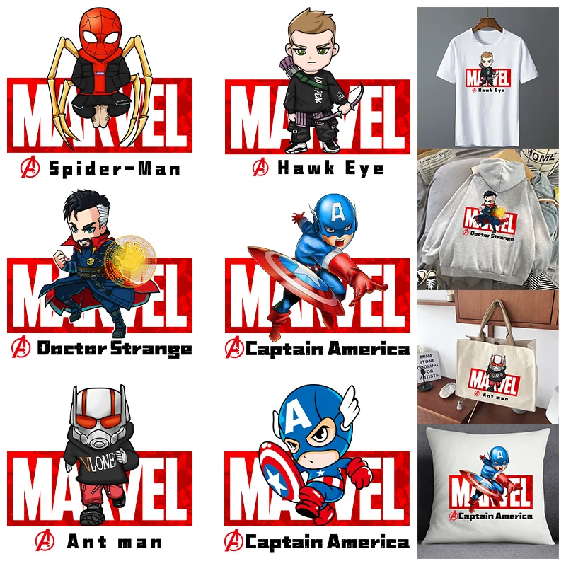 Marvel Avengers Cartoon Spider Man Iron Man Printed Clothing Thermoadhesive Patches Pattern Heat transfers stickers for clothing