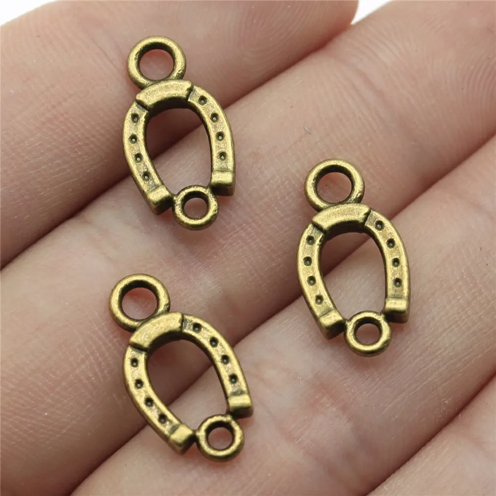 WYSIWYG 20pcs 18x10mm Lucky Horseshoe Charm Horse Shoe Charms Connector Horseshoe Connector Charms