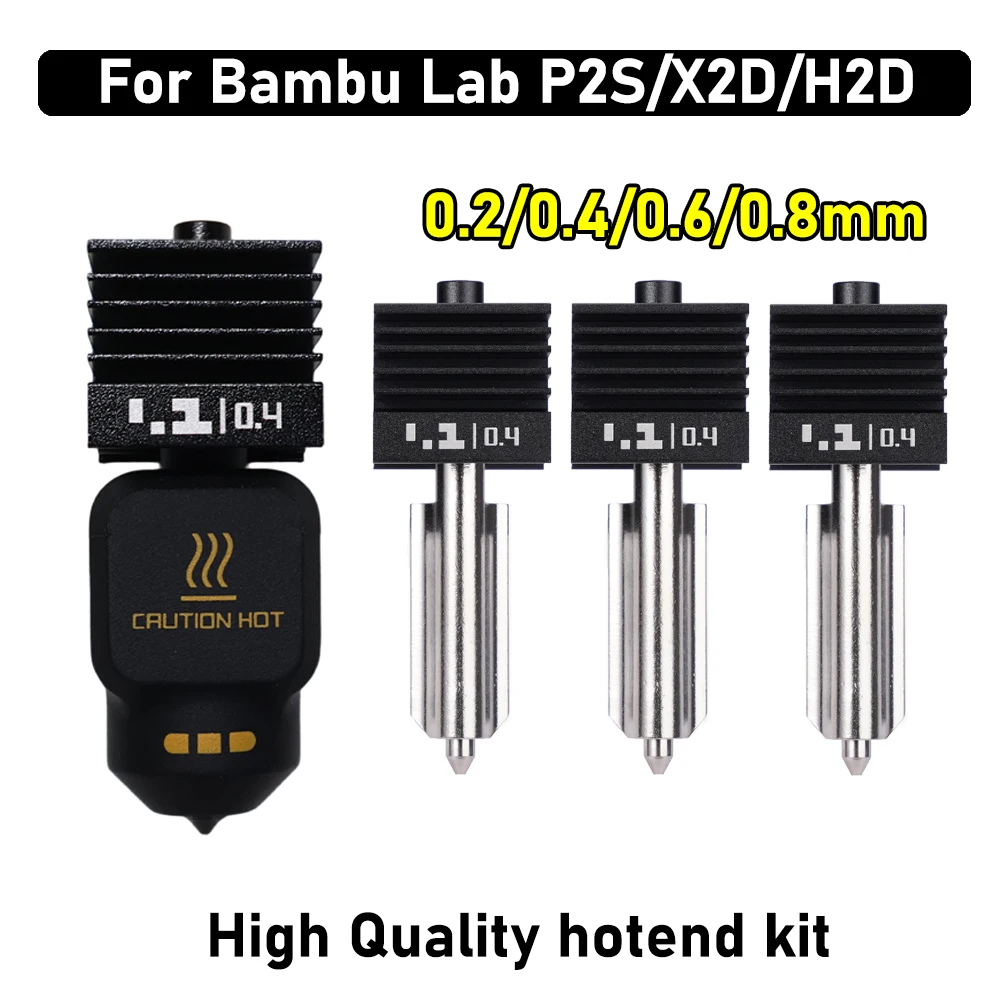 

For P2S Hotend For Bambu Lab P2S/H2S/H2D/X2D Standard Flow Hotend High Quality Printing Removable nozzle 0.2 0.4 0.6 0.8