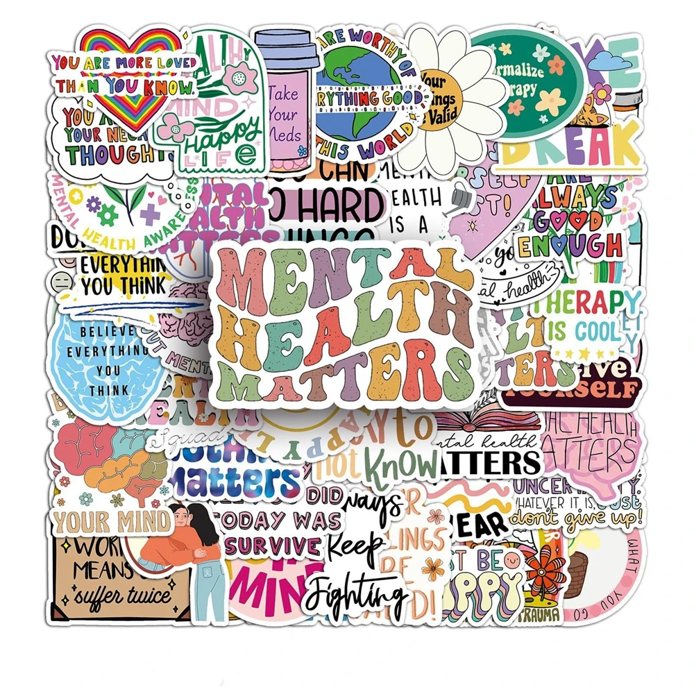 

50/100 шт., милые наклейки с граффити для психического здоровья, наклейки «сделай сам», для книг, бутылки с водой, чемодана, планшета, ноутбука Kindle
