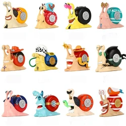 Anime One Piece Den Den Mushi Ace Luffy Law Cartoon Q-Version Action Doll Phone Snail Worm Figurine Toy Ornament Holiday Gifts