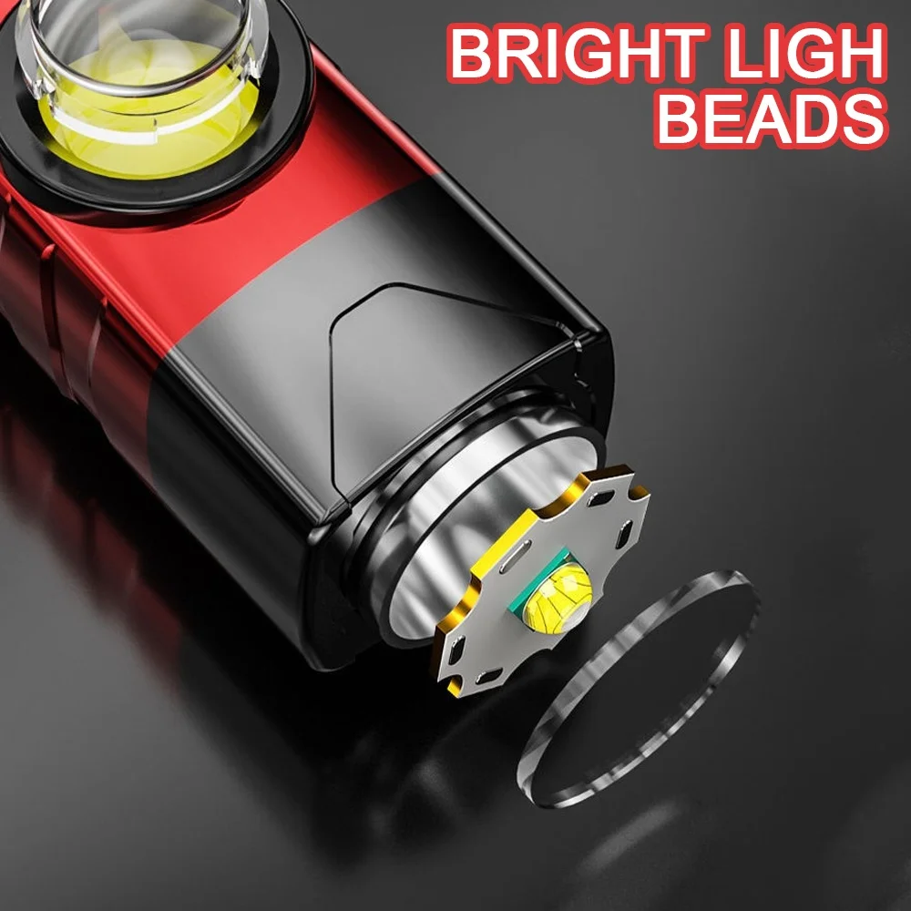 Portable Pocket Mini Flashlight 3 Lighting Modes USB Rechargeable Torch with COB Side Lights Outdoor Emergency Torch