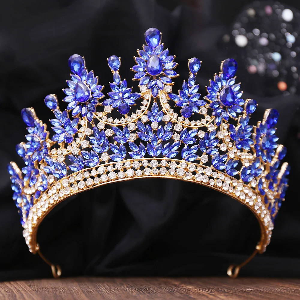 KMVEXO 2024 Baroque Luxury Queen Crystal AB Tiaras Crown For Bridal Women Girls Wedding Diadem Princess Party Hair Dress Jewelry