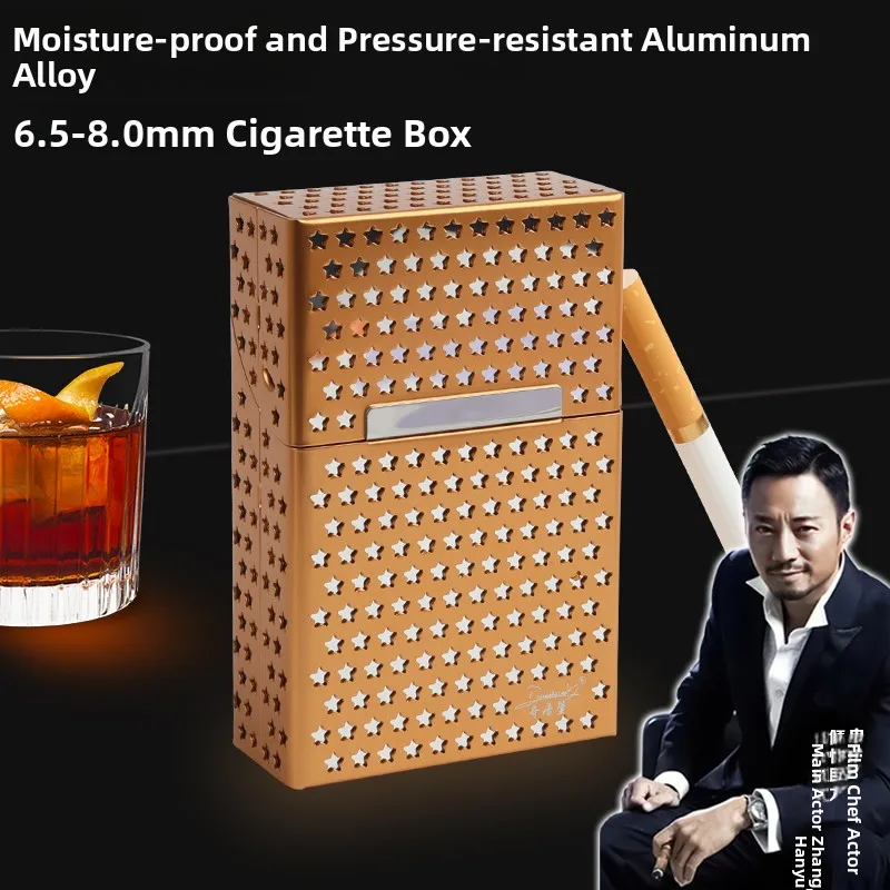 

Двухслойный металлический портсигар из алюминиевого сплава с магнитной застежкой, дизайн «Грубая ветвь», 20 сигарет, унисекс, DVINTHECRAB