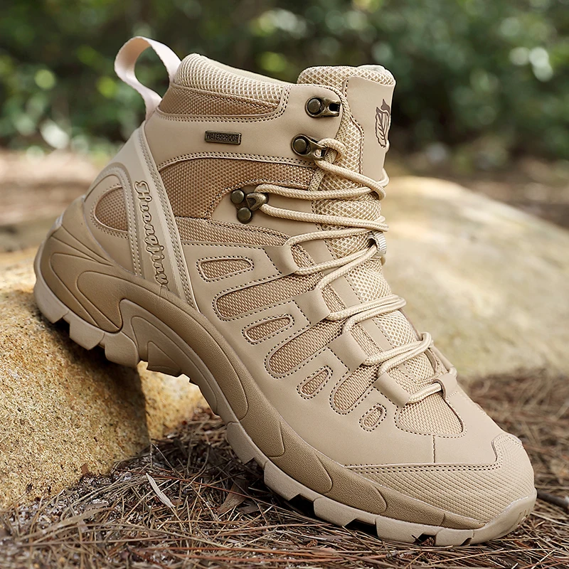 Modne męskie buty taktyczne buty bojowe Outdoor antypoślizgowe buty turystyczne lekkie męskie buty pustynne buty motocyklowe