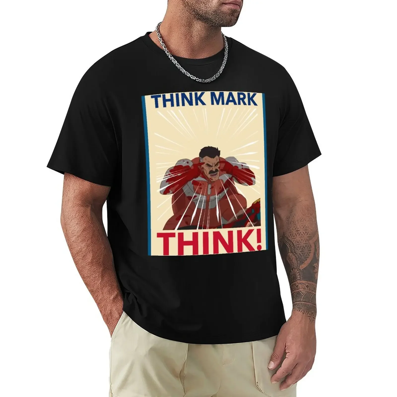 THINK MARK, THINK! MEME from Invincible Omniman T-Shirt graphics boys animal print heavyweights Short sleeve tee men