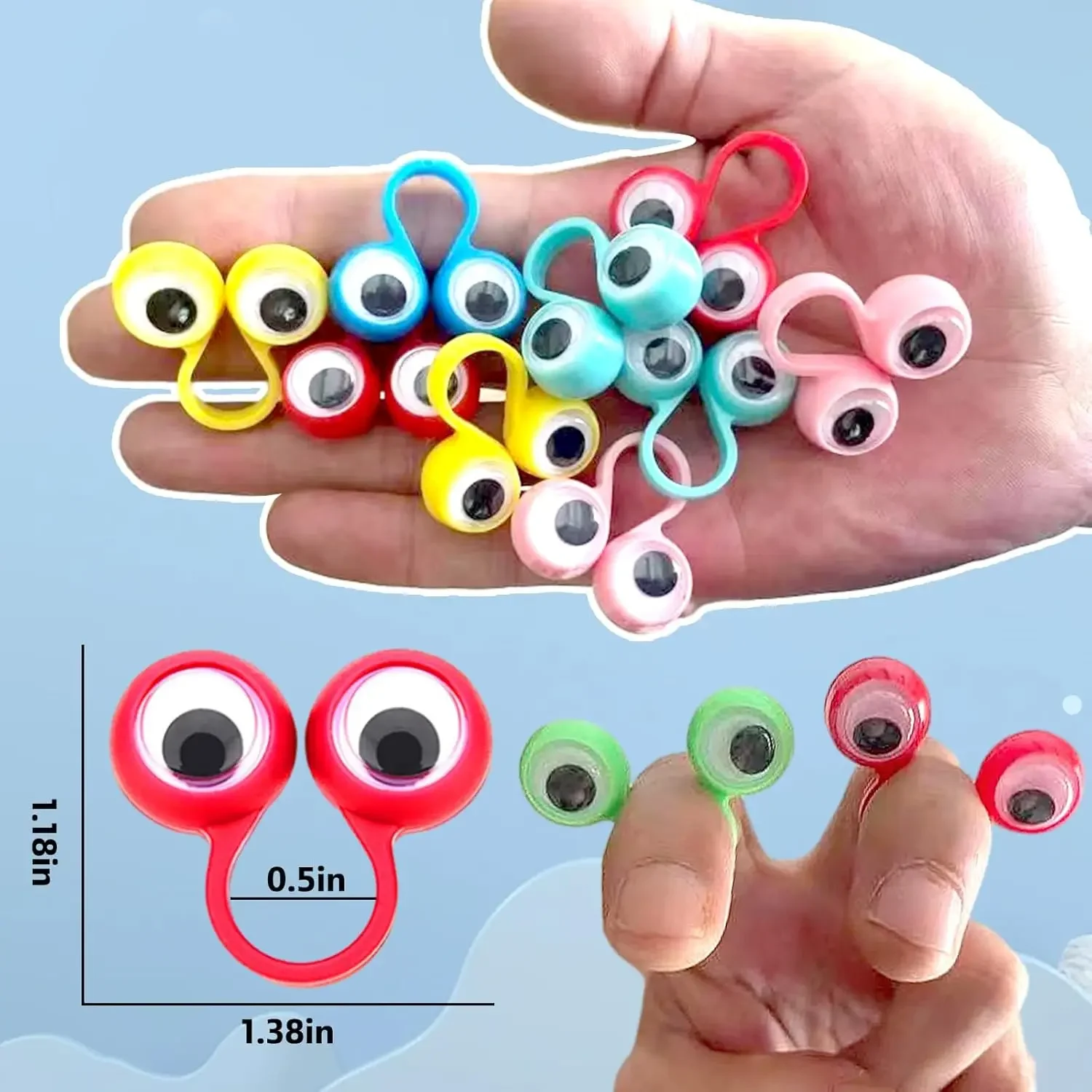 50/100Pcs Eye Finger Puppets Toys Set Wiggly Eyeball Finger Puppet Eye On Rings for Kids Party Favors and Classroom Rewards