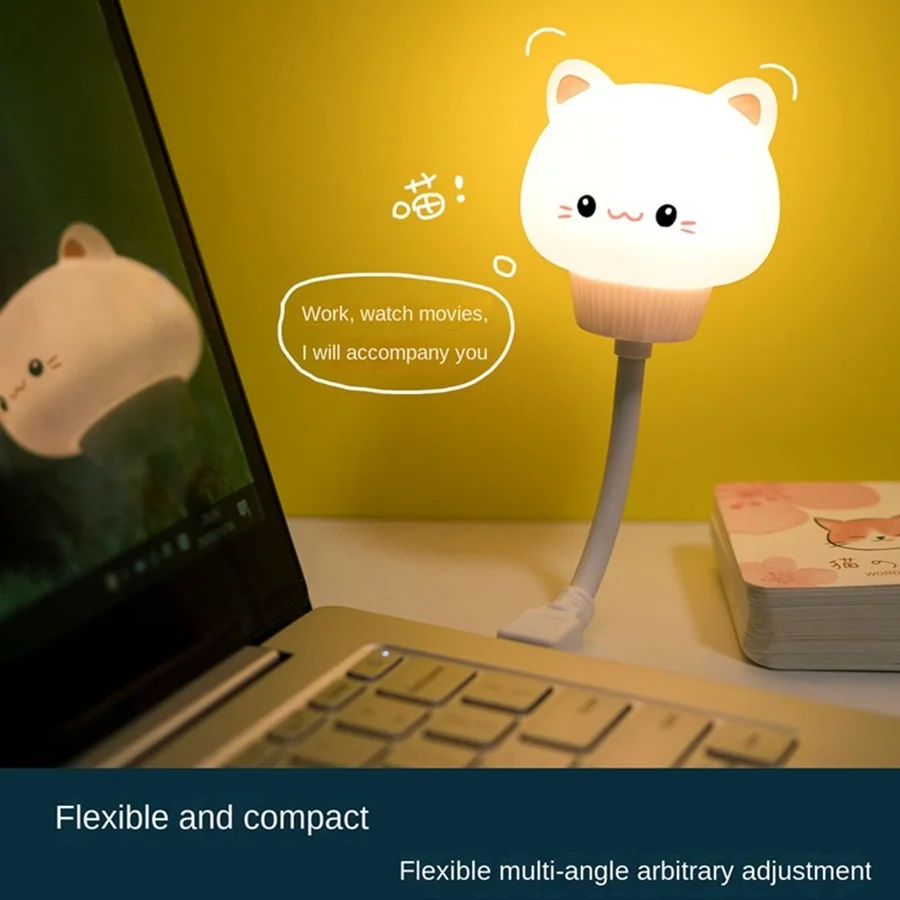 USB Cartoon Cute Night Light con telecomando bambini camera da letto lampada da comodino decorativa con luce di alimentazione si applica al Laptop