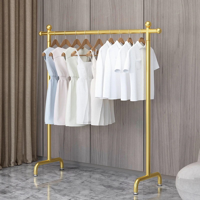 ゴールドの床置き式室内物干しラック、寝室、家庭、リビングルーム用、鉄製、衣類・帽子スタンド、収納オーガナイザー
