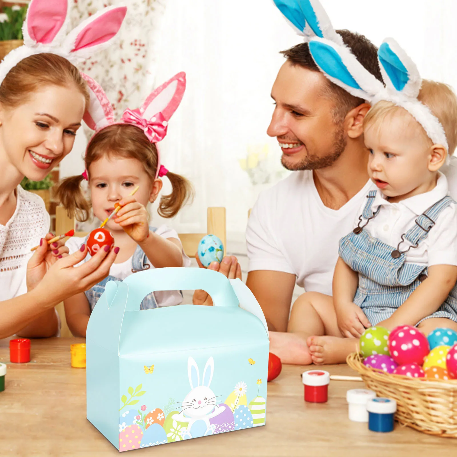 

6Pcs Easter Cake Carrier Boxes Paper Material Lightweight Portable Cupcake Dessert Packing Containers Party Display