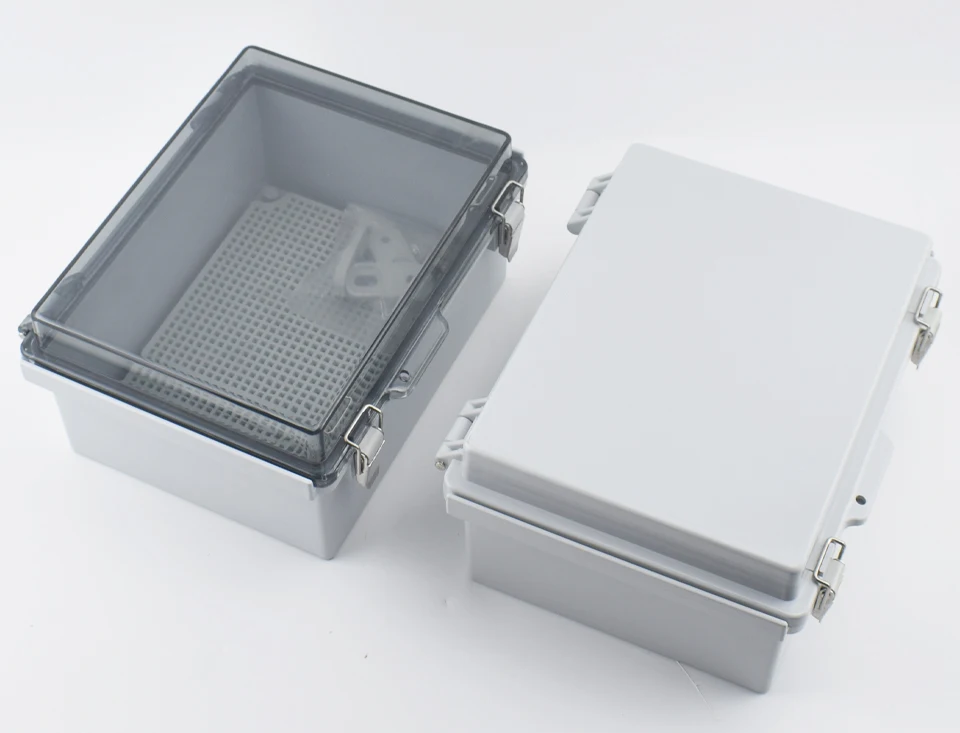 IP67 Wasserdichtes graues/transparentes Abdeckgehäuse, Anschlussdose, ABS-Kunststoff, für den Außenbereich, elektronisches Instrumentenscharniergehäuse – Detail 10