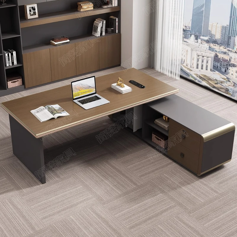 Designer Wooden Executive Desk Leg Support Brown Drawers Luxury Executive Desk Modern Cheap Mesa De Escritorio Office Furniture