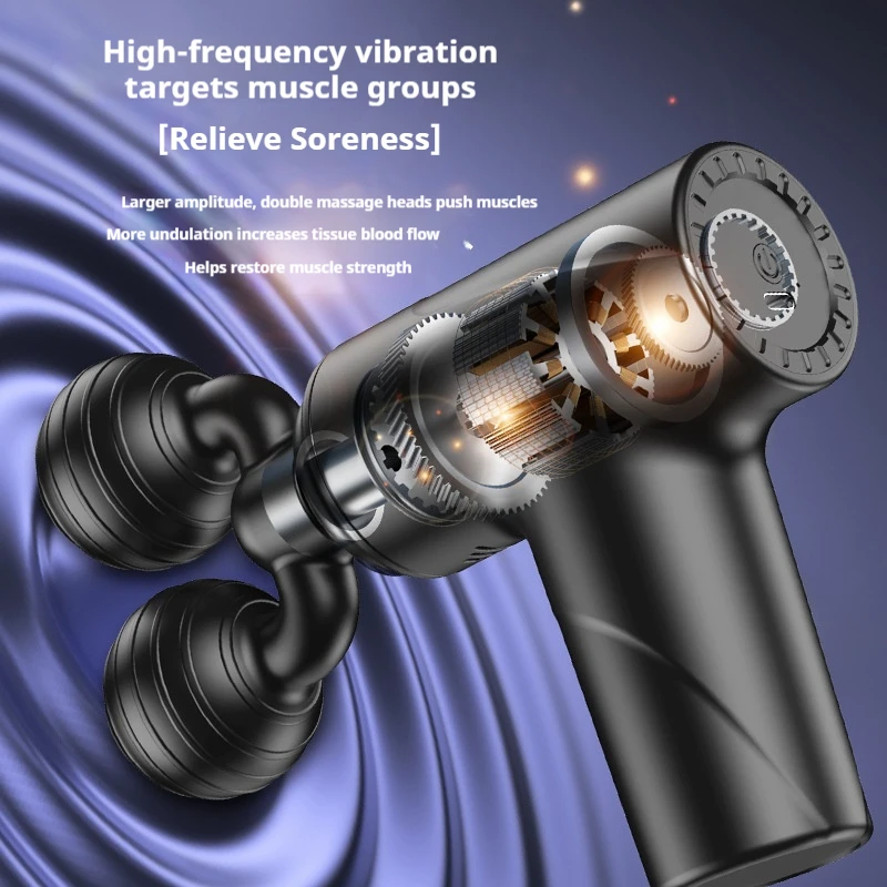 

Dual Head Mini Electric Massage Gun Black Usb Charging 3 Speeds Deep Tissue Muscle Relief Long Battery Life Home Gym Fitness