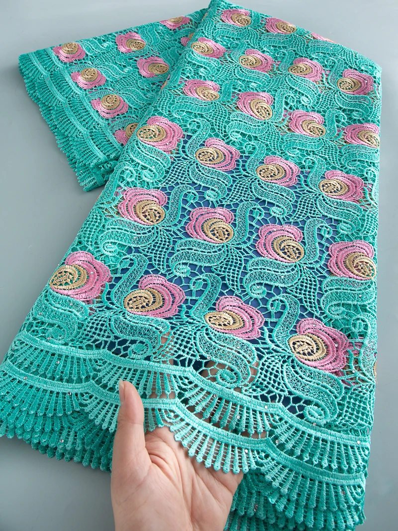 Türkisfarbene Guipure-Spitze im französischen Stil – perfekt für nigerianische Aso Oke- und Brautkleider