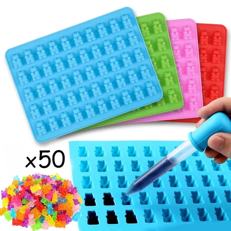 50-cell Silicone Molds Pastry Gummy Bear Mold Reposteria Dropper Fudge Chocolate Candy Making DIY Baking Decoration Tools Cake