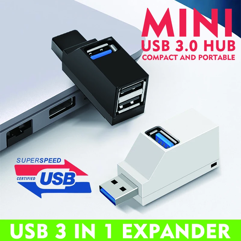 JUMPEAK Mini 3 Port USB Hub High Speed USB 3.0 Splitter Multi-port Plug and Play For PC Laptop Macbook Keyboard Mouse Hard Drive