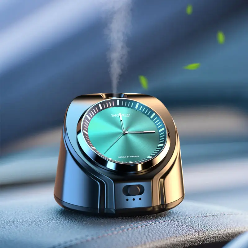 

New Clock Light-sensing Smart Car Aromatherapy Machine Ornament Essential Oil Atomizing Diffuser Light Fragrance Air Freshener