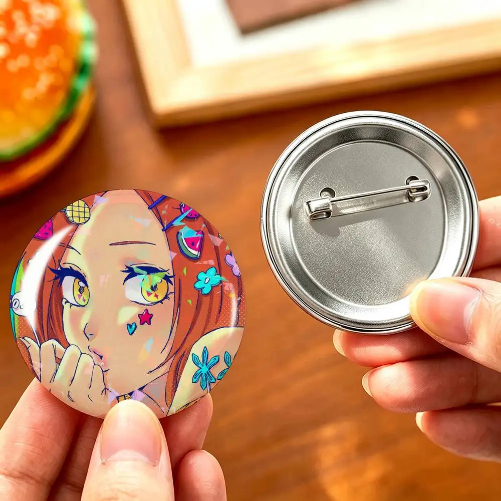 Cute BLEACH O-Orihime I-Inoue Anime Custom Tinplate Round Button Badge Pins Brooches view 3