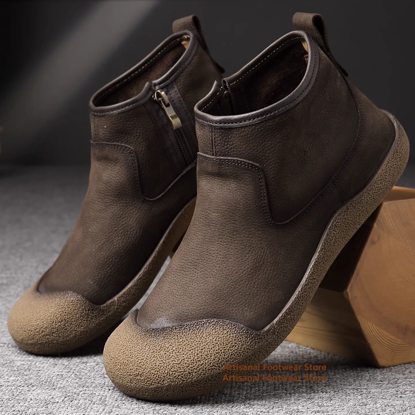 

Side Zip Cowhide Men's Boots Soft Leather Soft Sole High-Top Boots Genuine Leather Men Shoes Designer Newest Handmade Booties