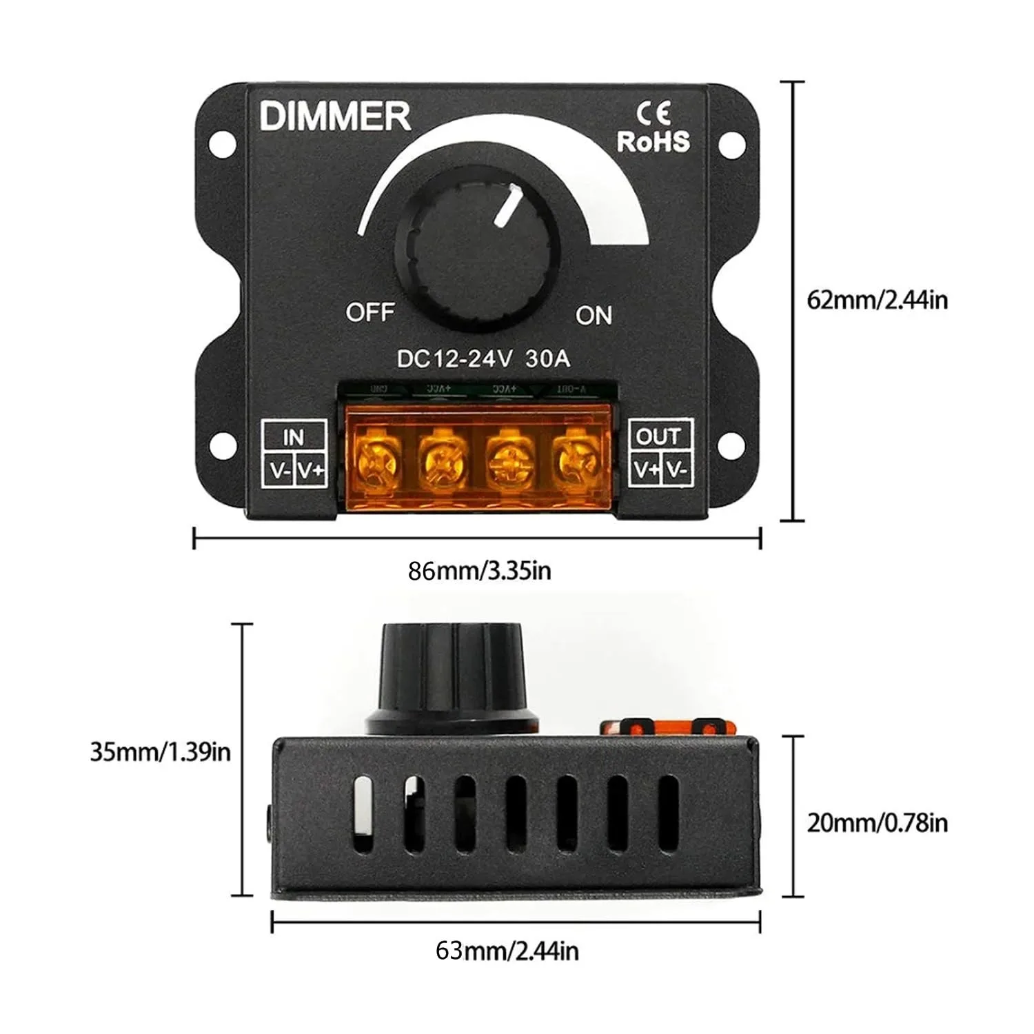 LED Dimmer 12V 24V For LED Strip 12V-24V 30A LED Light Regulator Adjustable Controller For SMD 2835 5050 LED Light Strip