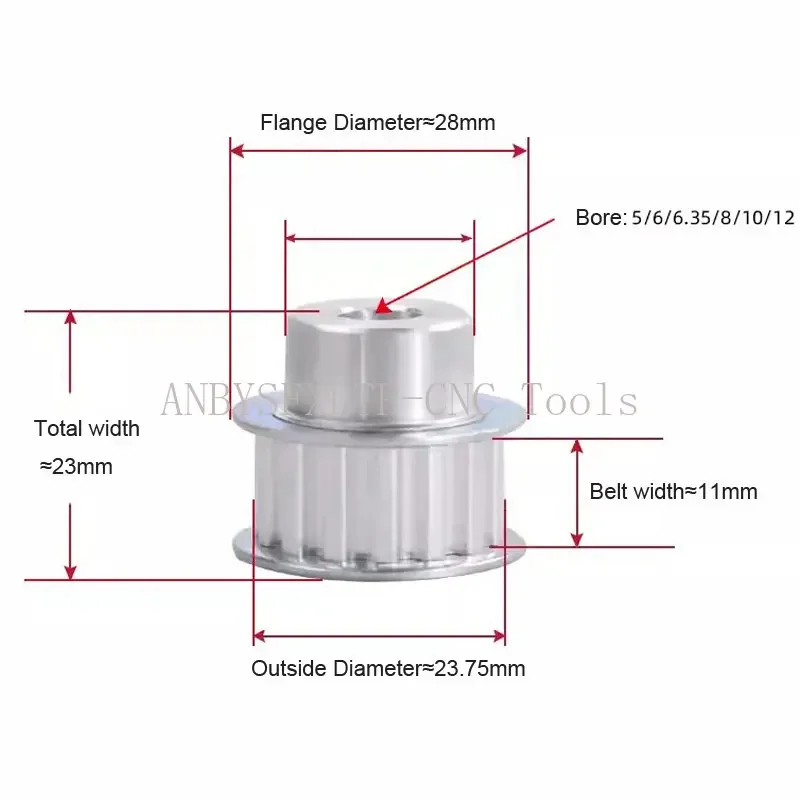 XL 15T Timing Pulley Bore 6 8 10 12 mm Pitch 5.08 mm XL 15 Teeth Alumium Synchronizing Wheel For Width 10mm 3D printer part