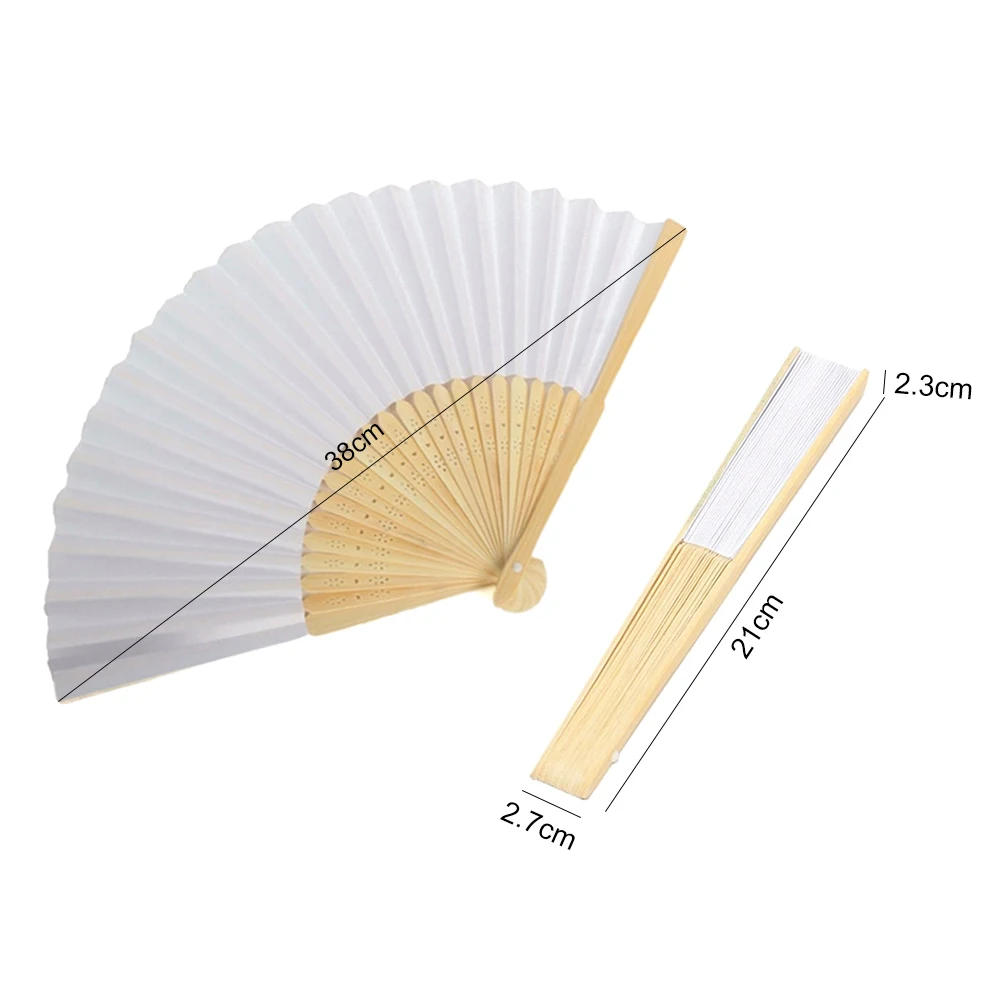 100-1PCS DIY Paper Bamboo Folding Fan Adults Children\'s Calligraphy Painting Practice Blank White Folding Fan Wedding Gifts