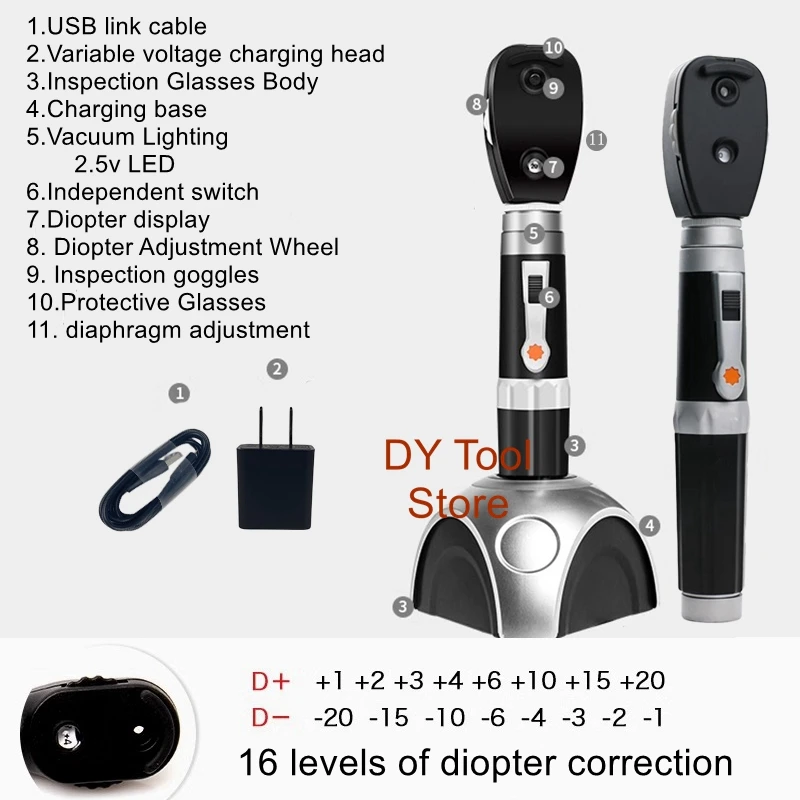 Optical ophthalmoscope Ophthalmic examination endoscope Medical LED direct fundus ophthalmoscope Handheld pigeon fundus