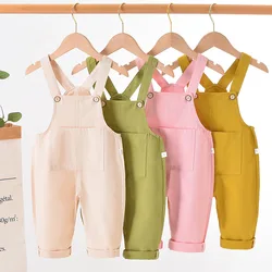 2023 New Children's Strap Pants Spring Thin Cotton Baby Pants Middle and Small Children's Casual Pants Boys and Girls' Pants