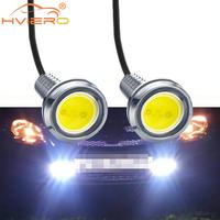 2X 23MM Car Eagle Eye Silver Shell DRL Daytime Running Light Fog LED 12V Backup Reversing Parking Signals Auto Tail Backup Lamp