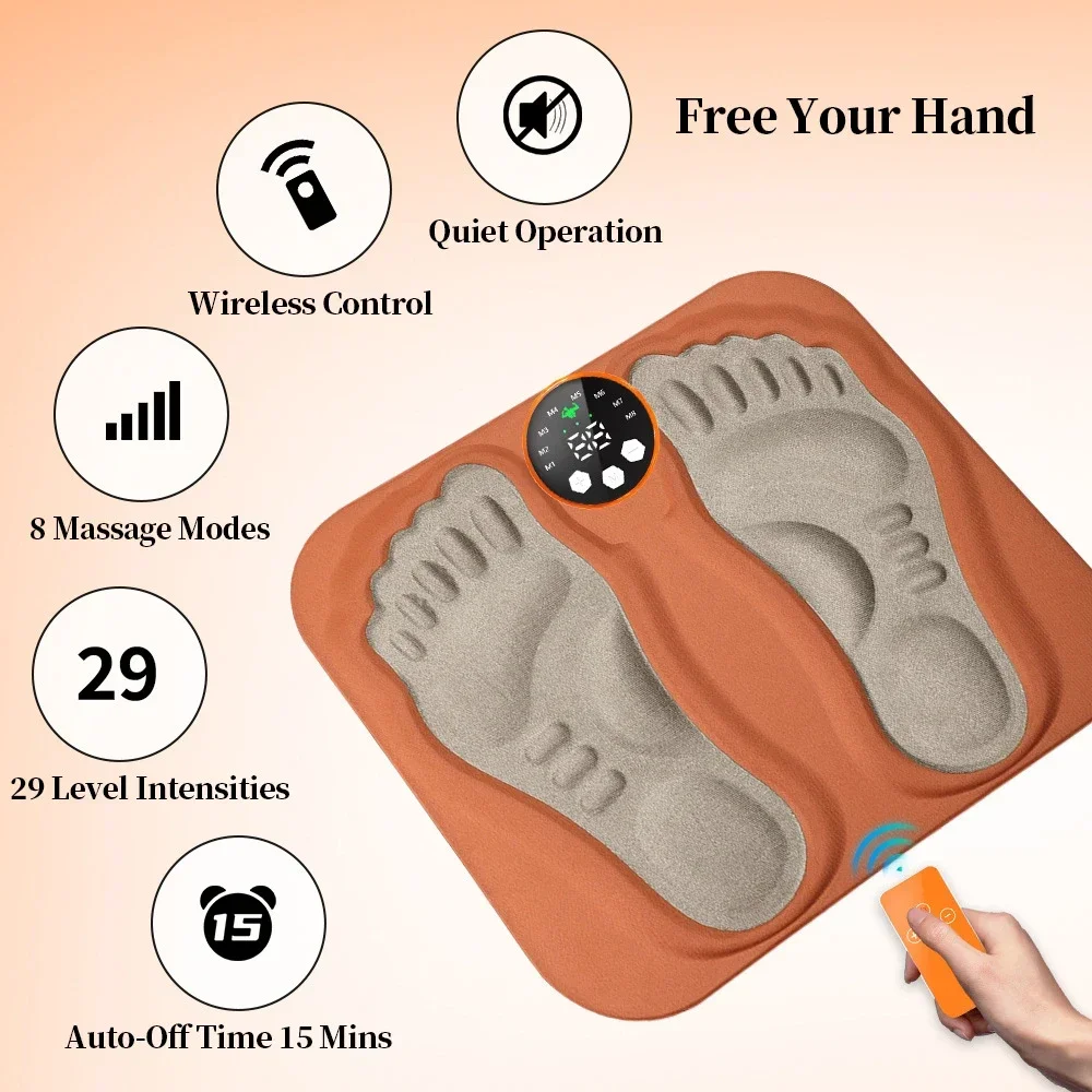 3D Smart Foot Massage Pad RF Remote Feet Massager 8 Modes 29 LevelsImprove Blood Circulation Relax Muscles Slim Legs Foot Pad