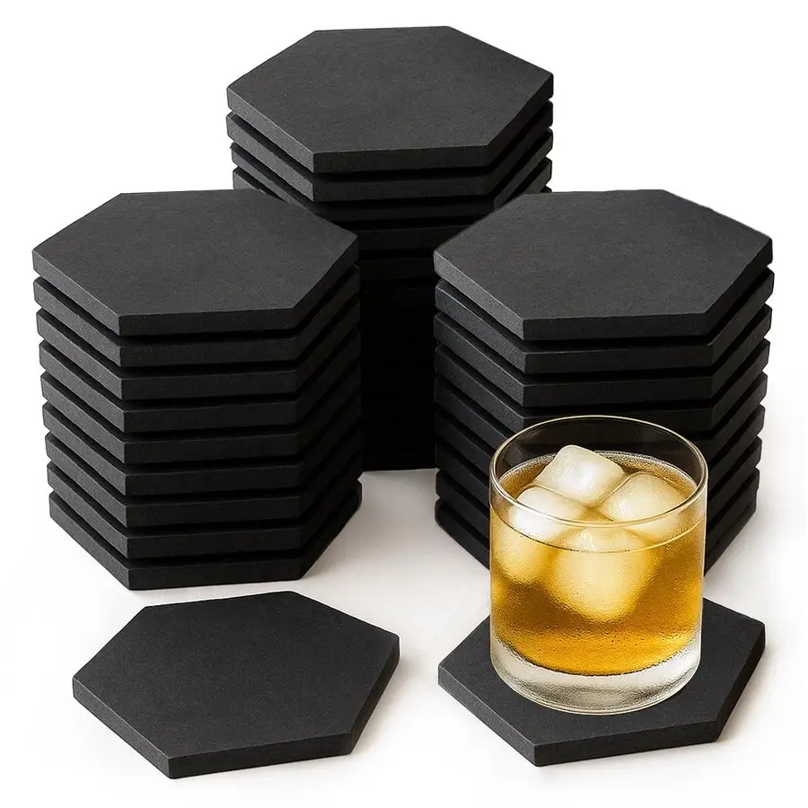 

Pack Slate Drink Coasters Set, Black Slate Stone Coaster Bulk Laser Engraving Blank Handmade Decor for Home Kitchen Coffee Bar P