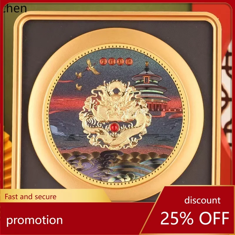 HT Gold Foil Painting Office Decoration for Housewarming, Wealth Attraction, Living Room, Entryway Decor, Wall Hanging Ornament