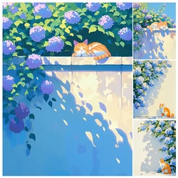 Painting By Numbers Hand Rose Cat On The Wall Scenery Adult Kit DIY Acrylic Paint Canva Artwork Canva Art Gift Home Decorate