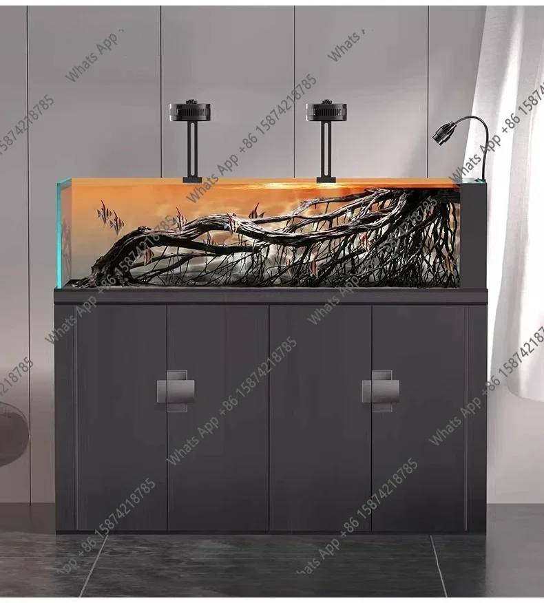 

N63 2026 New Stream Tank Living Room Floor-to-ceiling Aquarium Como Gold Crystal Ultra-white Glass Bottom Filter Fish Tank