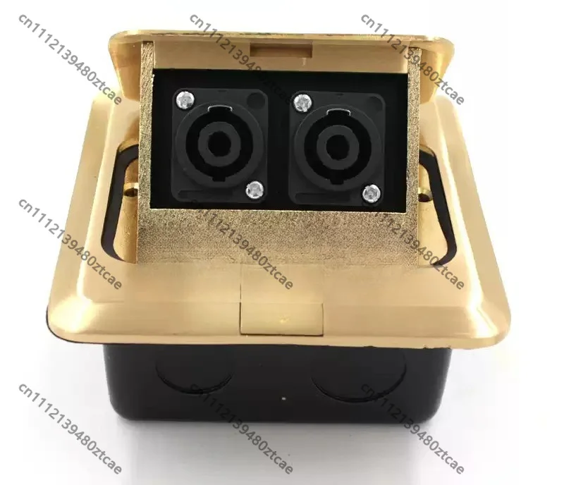 Full Copper Waterproof Pop-up Floor Socket Box 2 Ways 4-Core Audio Speaker Jack Panel