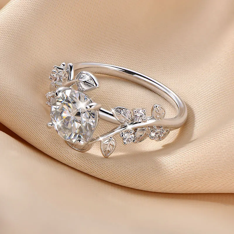 Rrjzz Solitaire 2CT runder Schliff, D-Farbe, VVS1, Moissanit-Verlobungsring, zertifizierter Labor-Imitationsdiamant, Damen-Braut-Ehering – Detail 6