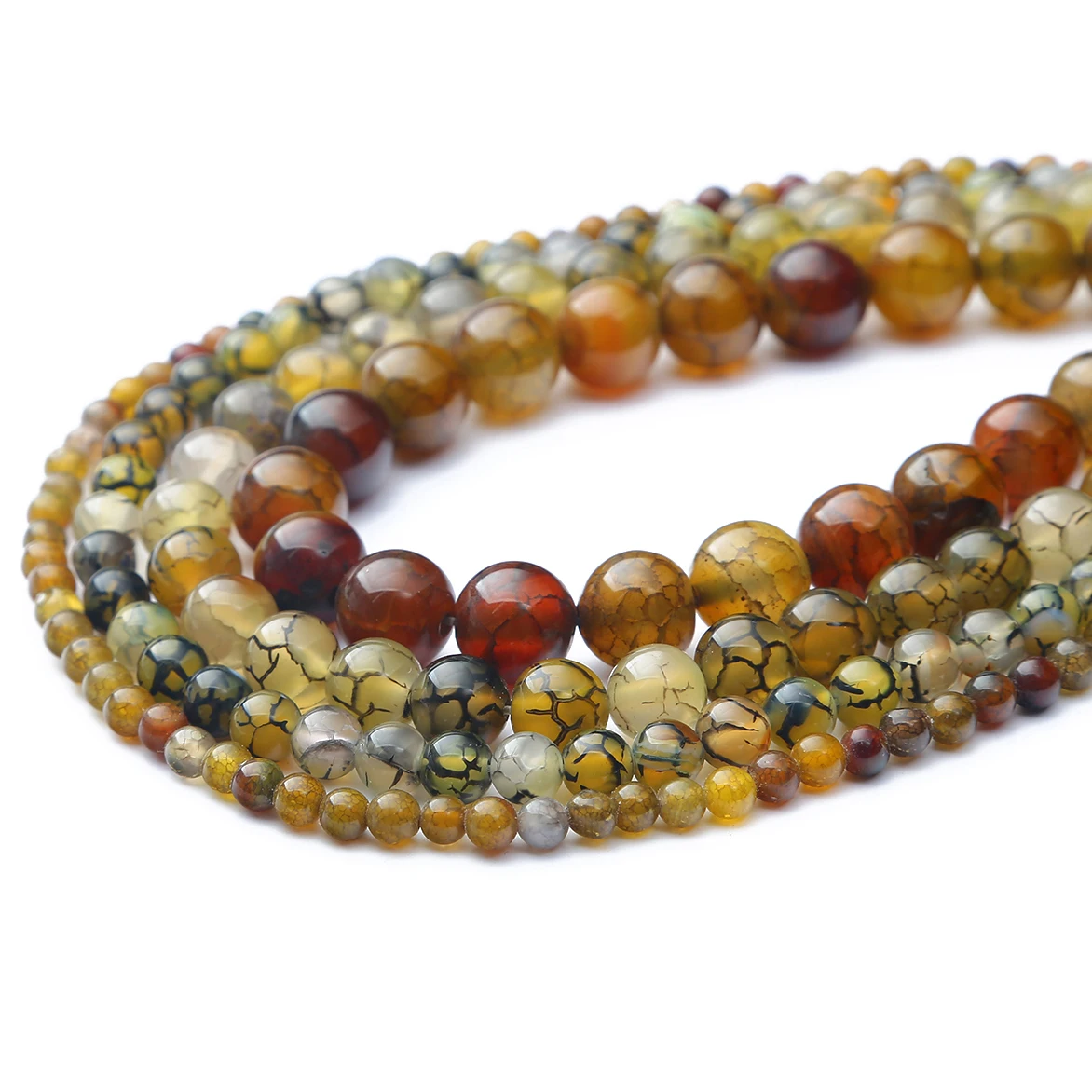 Modische natürliche Teedrachenadern-Achat-Steinperlen, runde lose Abstandshalterperlen für die Schmuckherstellung, DIY-Halskette, Armband, Halskettenzubehör – Detail 2