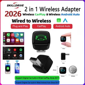 Skilldrive 2026 Wireless CarPlay Android Auto Ultra Mini Adapter AI Smart Box Intelligent System USB C for Wired CarPlay Car
