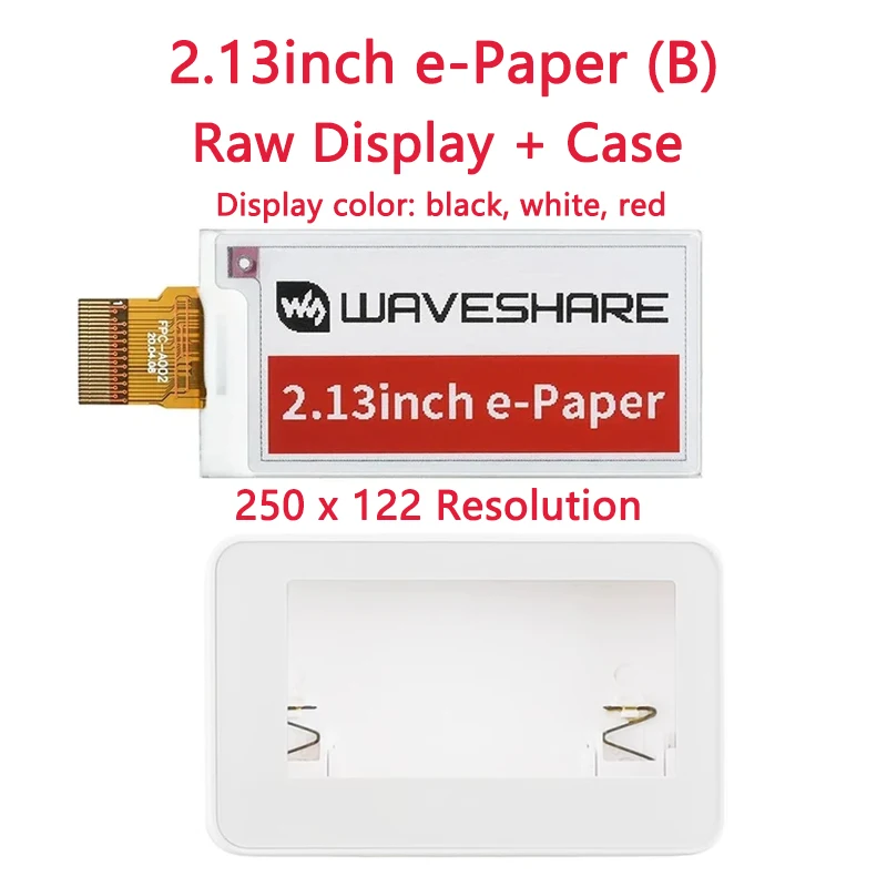Waveshare 2.13 Inch E-paper Display HAT – 250x122 Resolutie, Zwart-wit E-ink Scherm Voor Raspberry Pi (Zero/2B/3B/3B+) Met SPI En Partieel Verversen