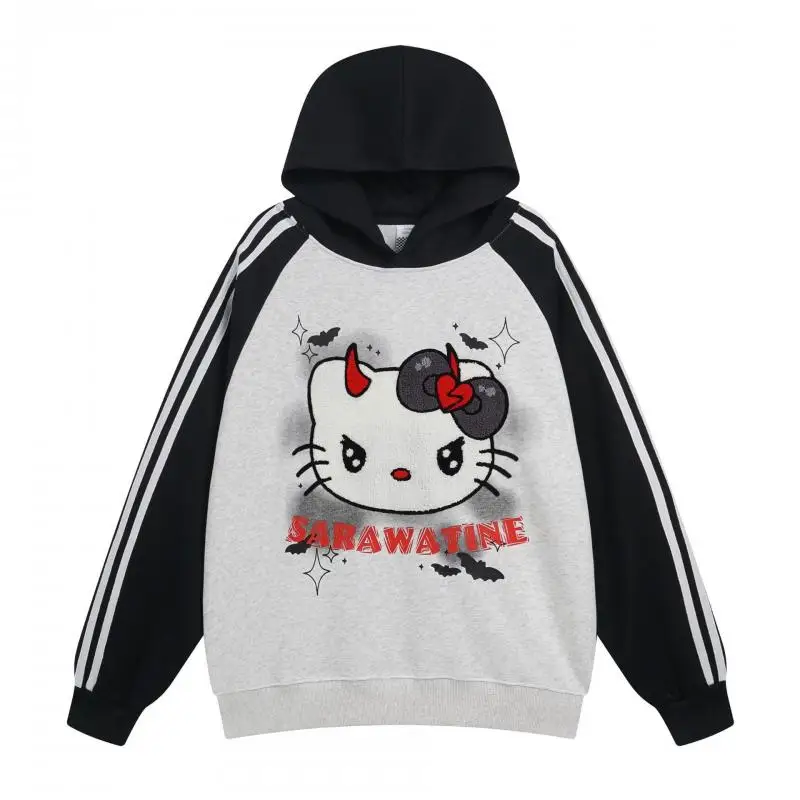 Sudadera con capucha de Sanrio, abrigo suelto de algodón con dibujos animados de Hello Kitty, ropa de regalo, moda de primavera y otoño, nuevo