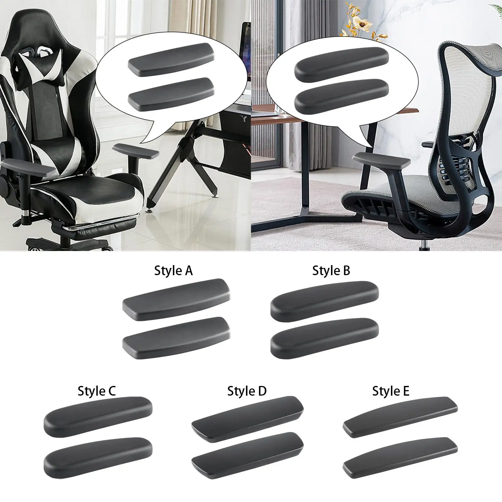 Office Chair Armrest Replacement Pads Caps Durable Left and Right Pads