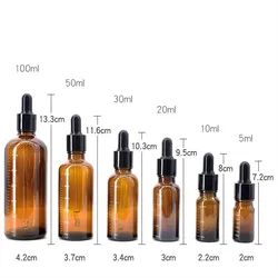 1PC 30ml 50ml 100ml Dropper Bottles With Scale Reagent Eye Drop Amber Glass Aromatherapy Liquid Pipette Bottle Refillable Bottle
