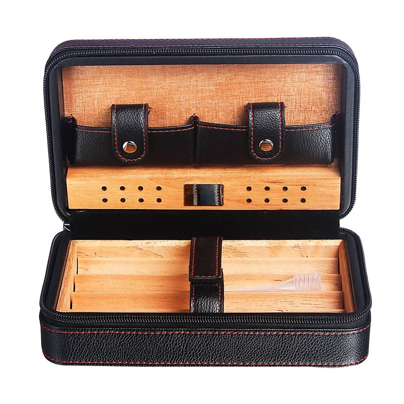 Cigar Case Cedar Wood Humidor Portable Travel Cigar Case