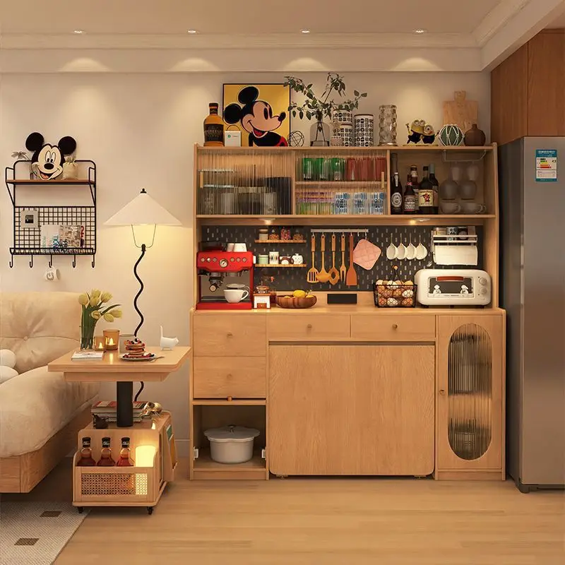 

Japanese-style folding dining side , integrated telescopic, small apartment against the wall, dining table, solid wood cabinet